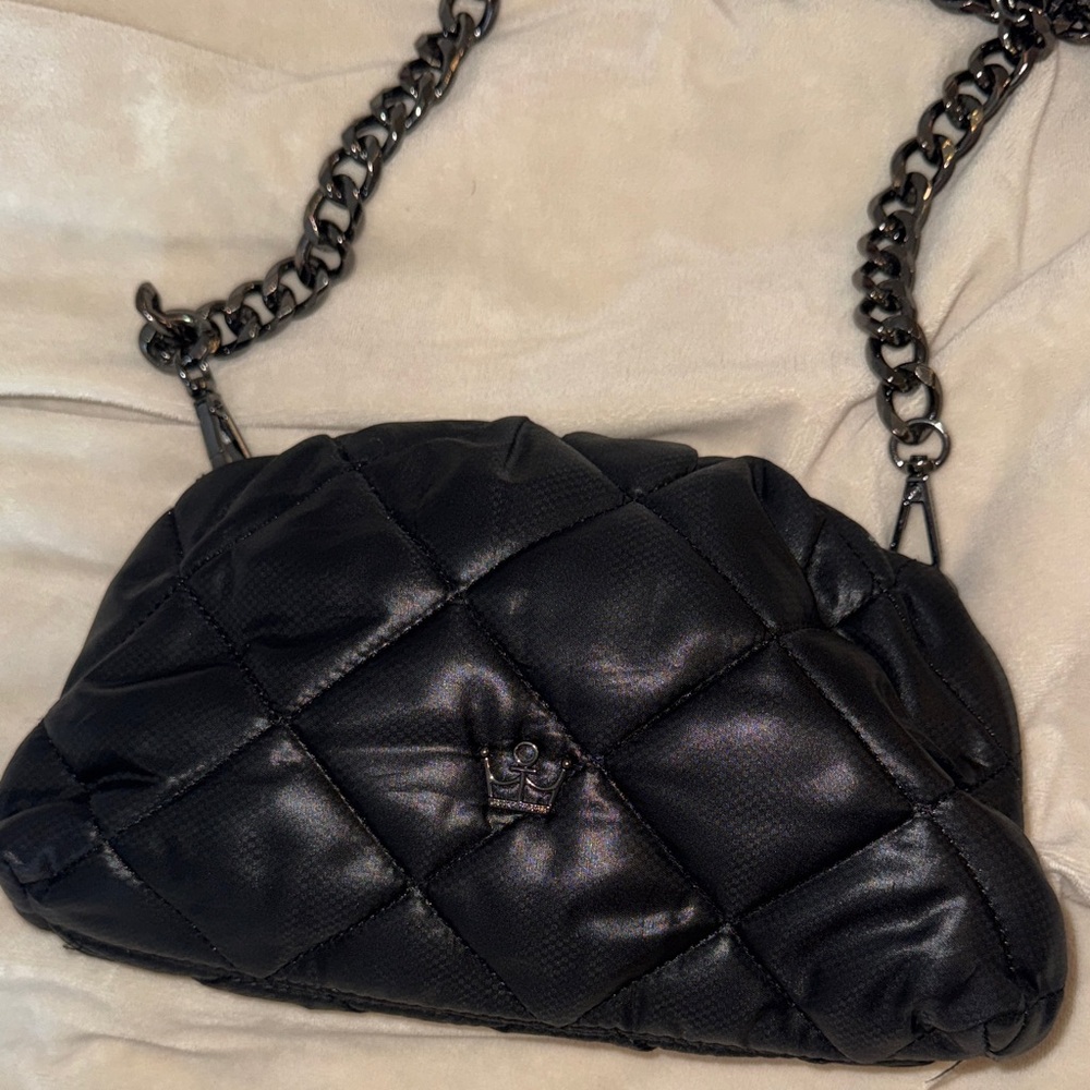 Oliver Thomas Black Quilted Clutch with Chain for shoulder or crossbody